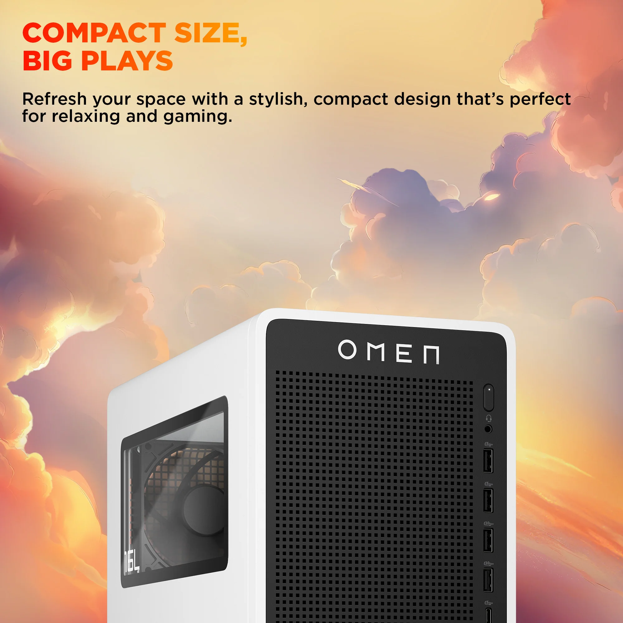 OMEN 16L Gaming Desktop TG03-0060m PC, Windows 11 Home, AMD Ryzen™ 7, 16GB RAM, 1TB SSD, NVIDIA® GeForce RTX™ 5060, Snow white - Image 4