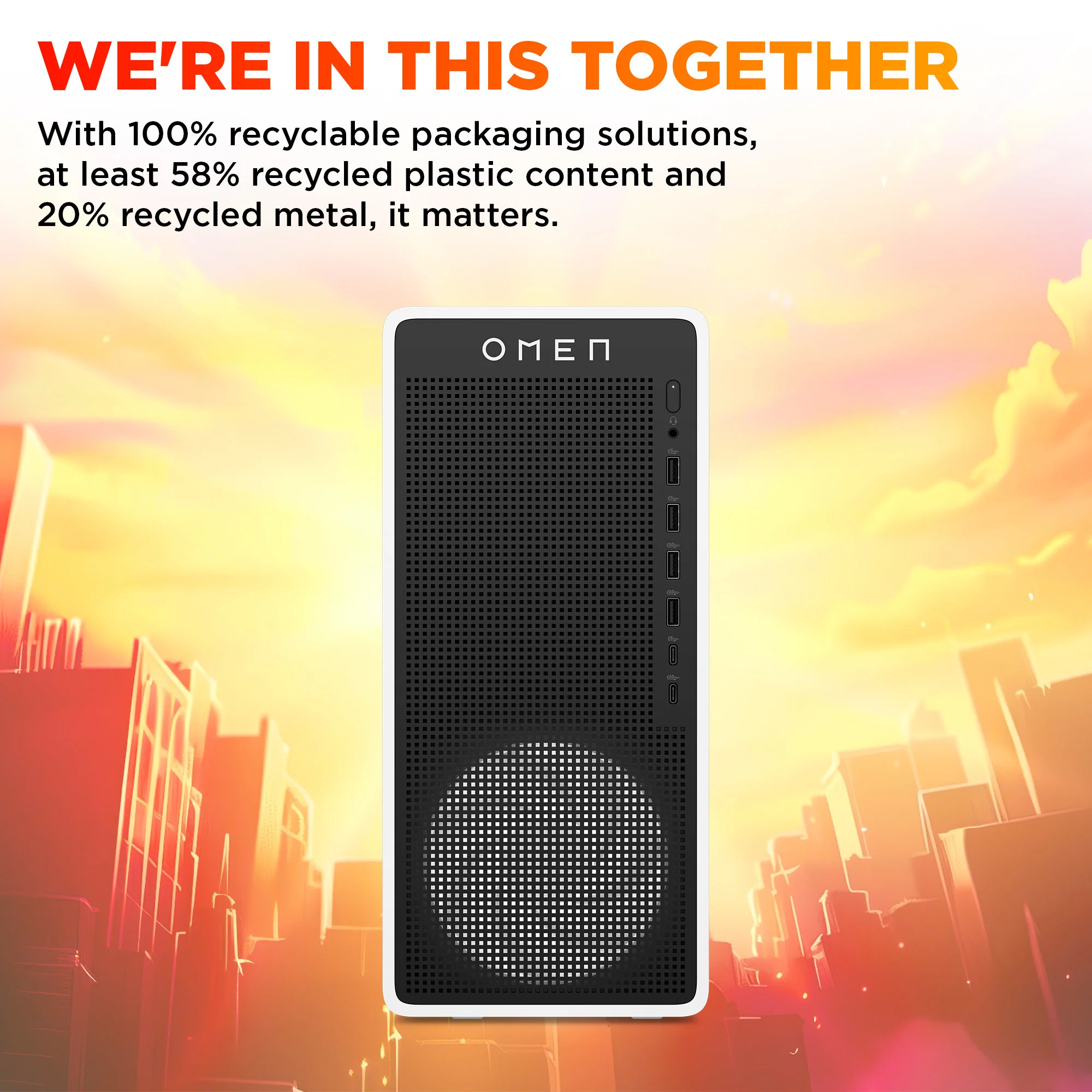 OMEN 16L Gaming Desktop TG03-0060m PC, Windows 11 Home, AMD Ryzen™ 7, 16GB RAM, 1TB SSD, NVIDIA® GeForce RTX™ 5060, Snow white - Image 5