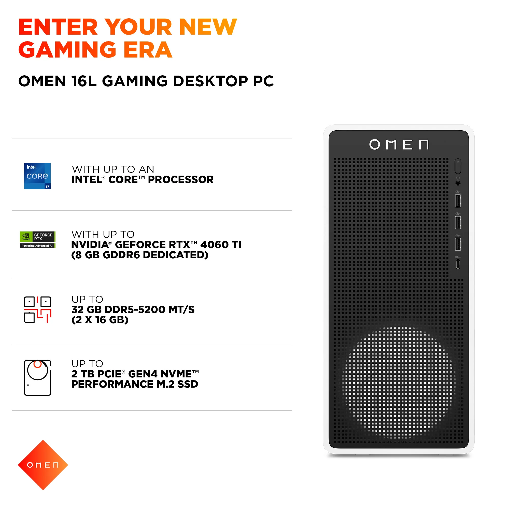 OMEN 16L Gaming Desktop TG03-0085t PC, Windows 11 Home, Intel® Core™ Ultra 7, 32GB RAM, 1TB SSD, NVIDIA® GeForce RTX™ 5060, Snow white - Image 7