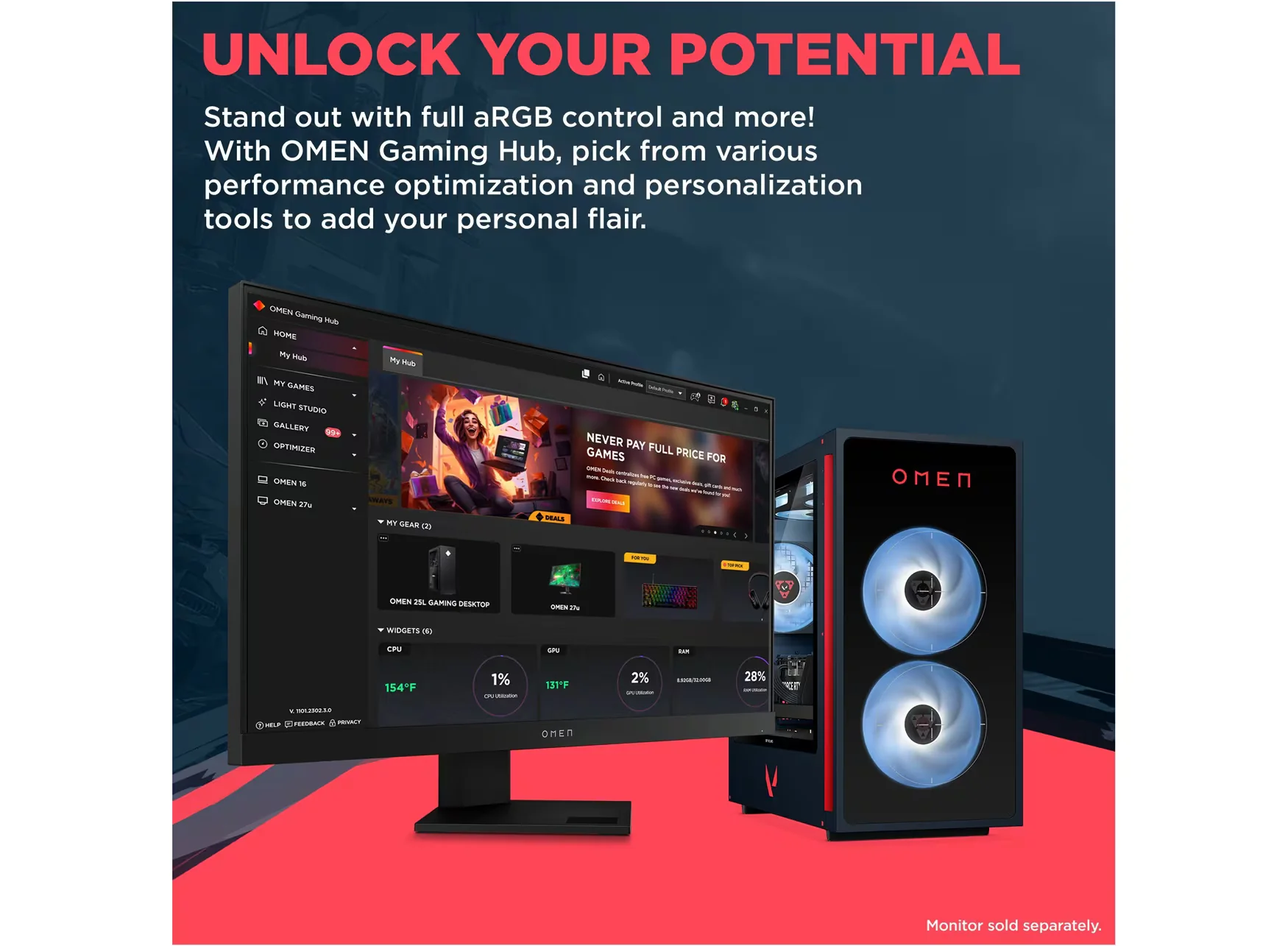 OMEN 35L Gaming Desktop GT16-0080t PC, Windows 11 Home, Intel® Core™ i7, 32GB RAM, 1TB SSD, NVIDIA® GeForce RTX™ 5060, Valorant Limited Edition - Image 4