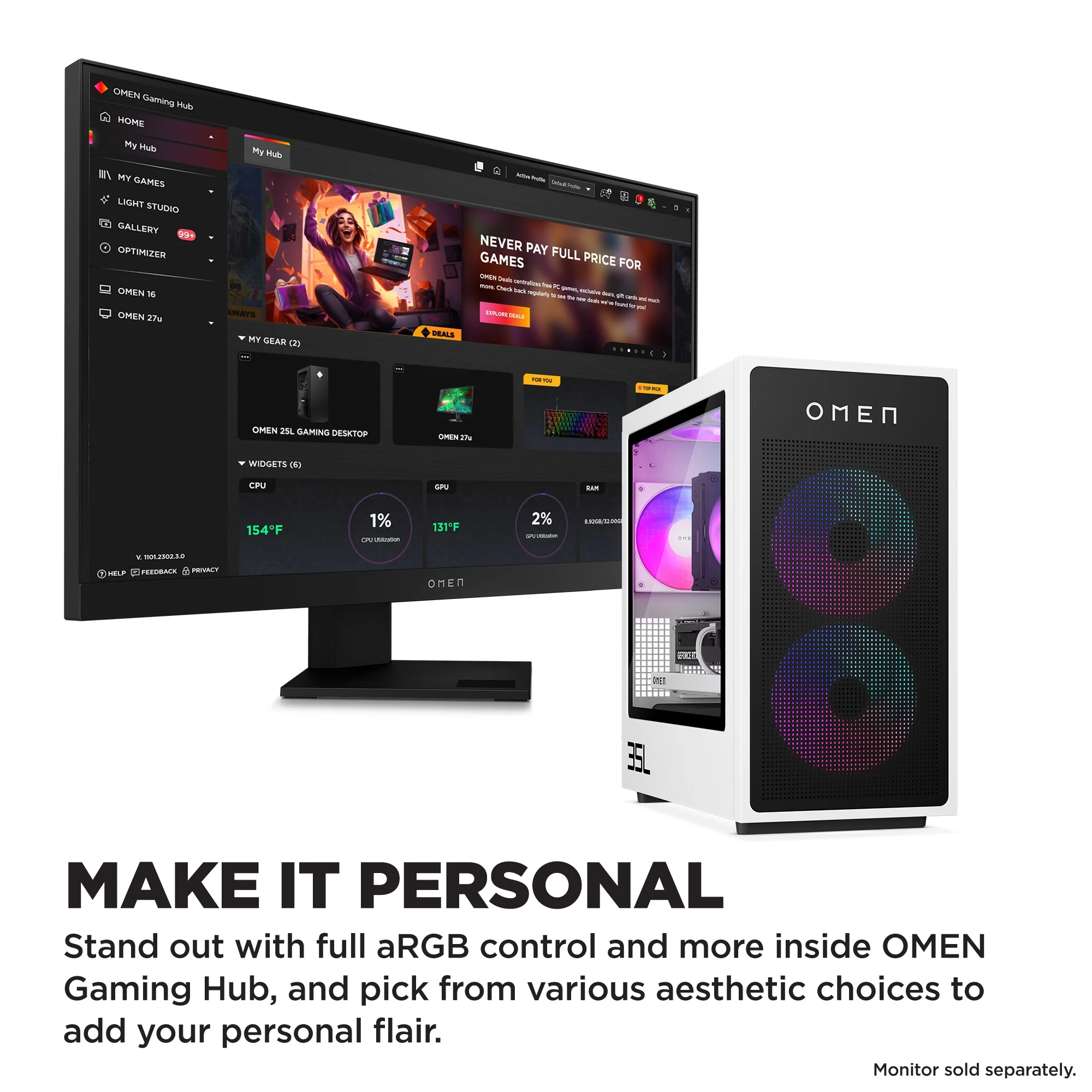 OMEN 35L Gaming Desktop GT16-0085t PC, Windows 11 Pro, Intel® Core™ Ultra 7, 32GB RAM, 2TB SSD, NVIDIA® GeForce RTX™ 4080 SUPER - Image 4