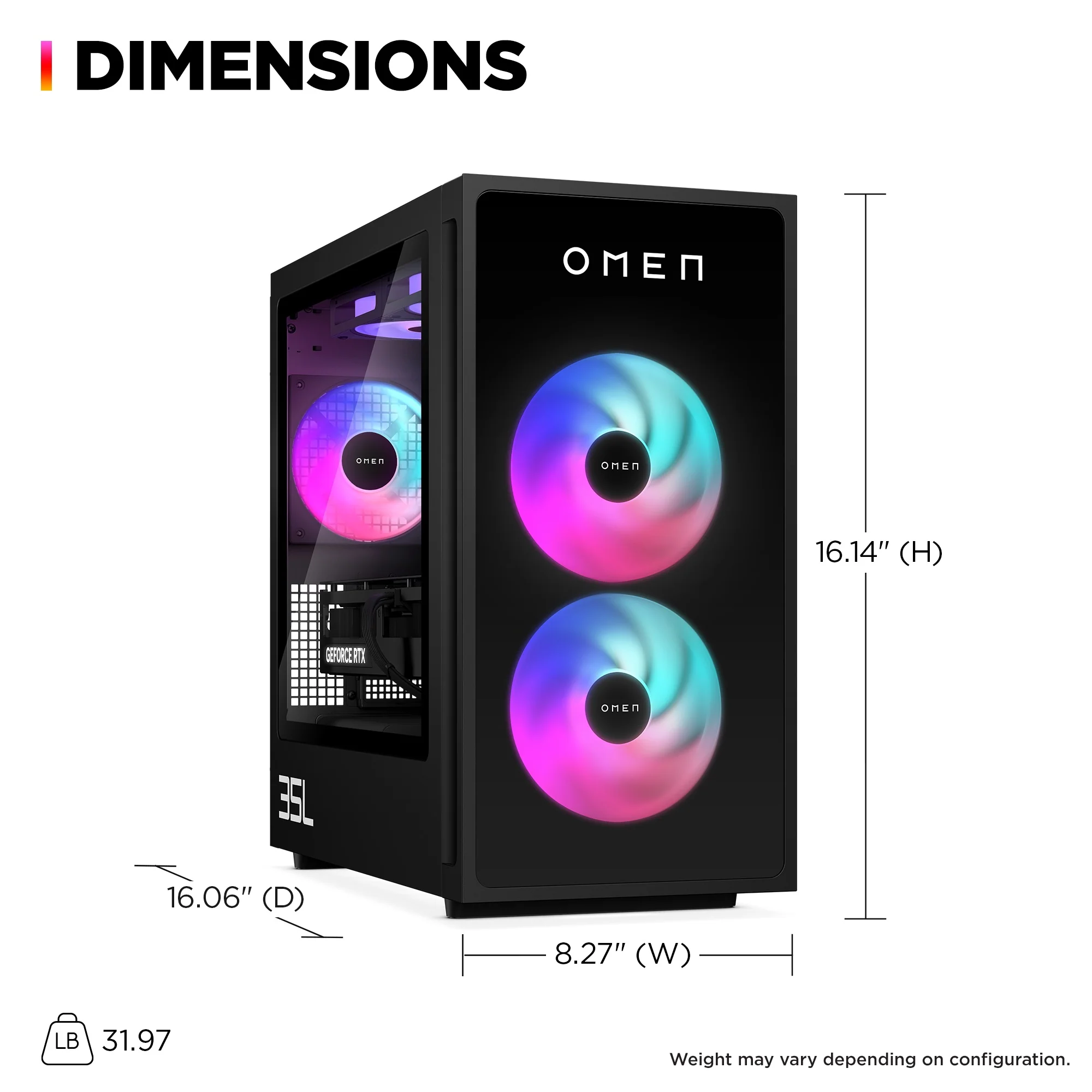 OMEN 35L Gaming Desktop GT16-0107t PC, Windows 11 Home, Intel® Core™ Ultra 7, 32GB RAM, 1TB SSD, NVIDIA® GeForce RTX™ 5070, Black - Image 9