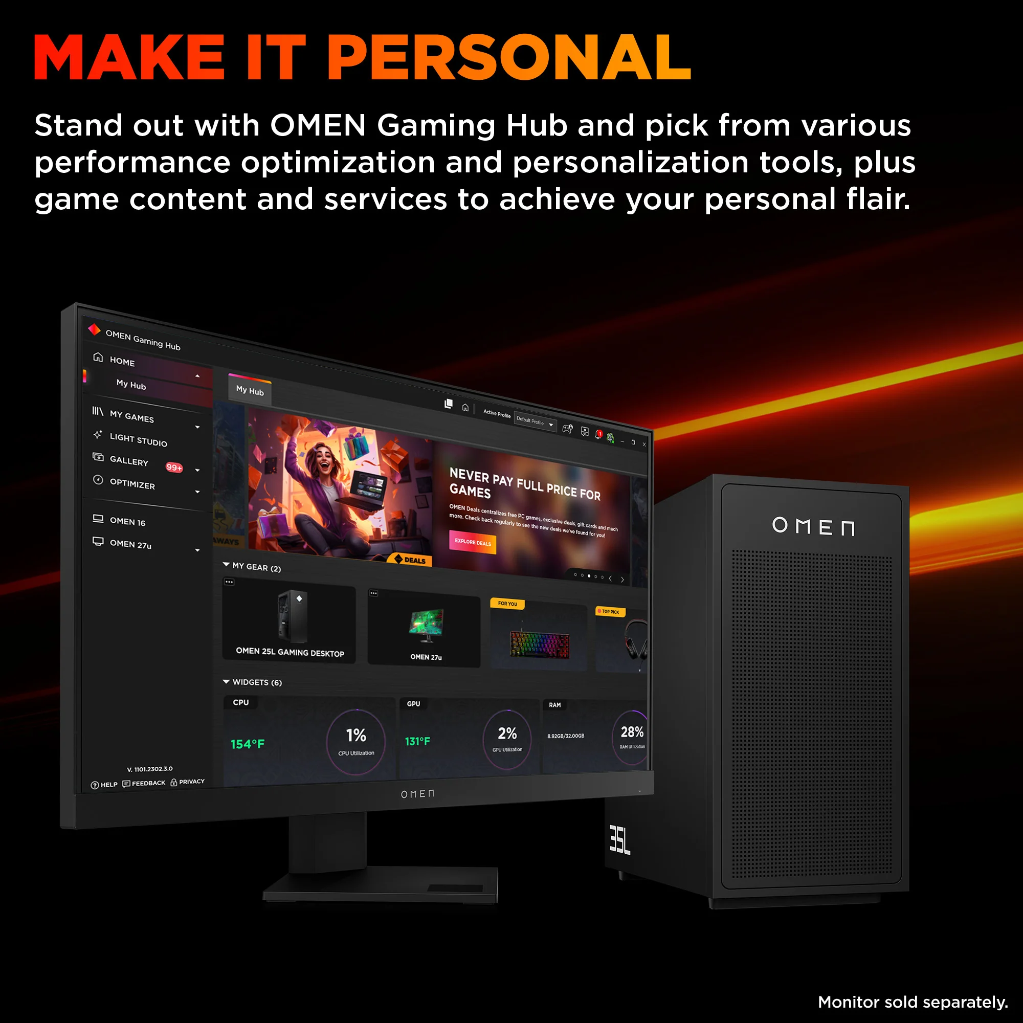OMEN 35L Gaming Desktop GT17-0050m PC, Windows 11 Home, AMD Ryzen™ 7, 32GB RAM, 1TB SSD, NVIDIA® GeForce RTX™ 5070 Ti, Stealth Black - Image 4