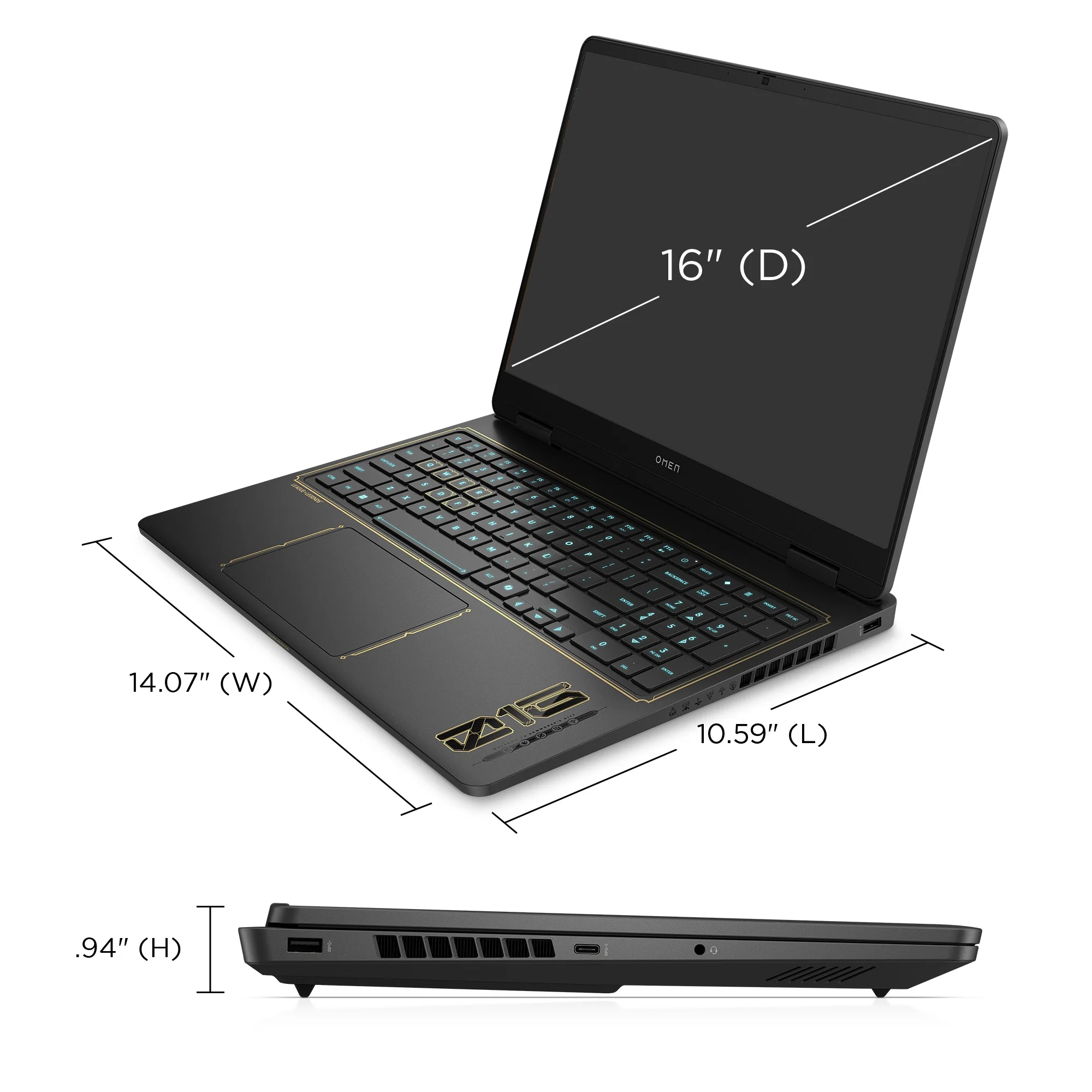 OMEN Gaming Laptop 16, Windows 11 Home, 16", Intel® Core™ i7, 32GB RAM, 1TB SSD, NVIDIA® GeForce RTX™ 5070, WQXGA, Shadow black (League of Legends Limited Edition) - Image 8