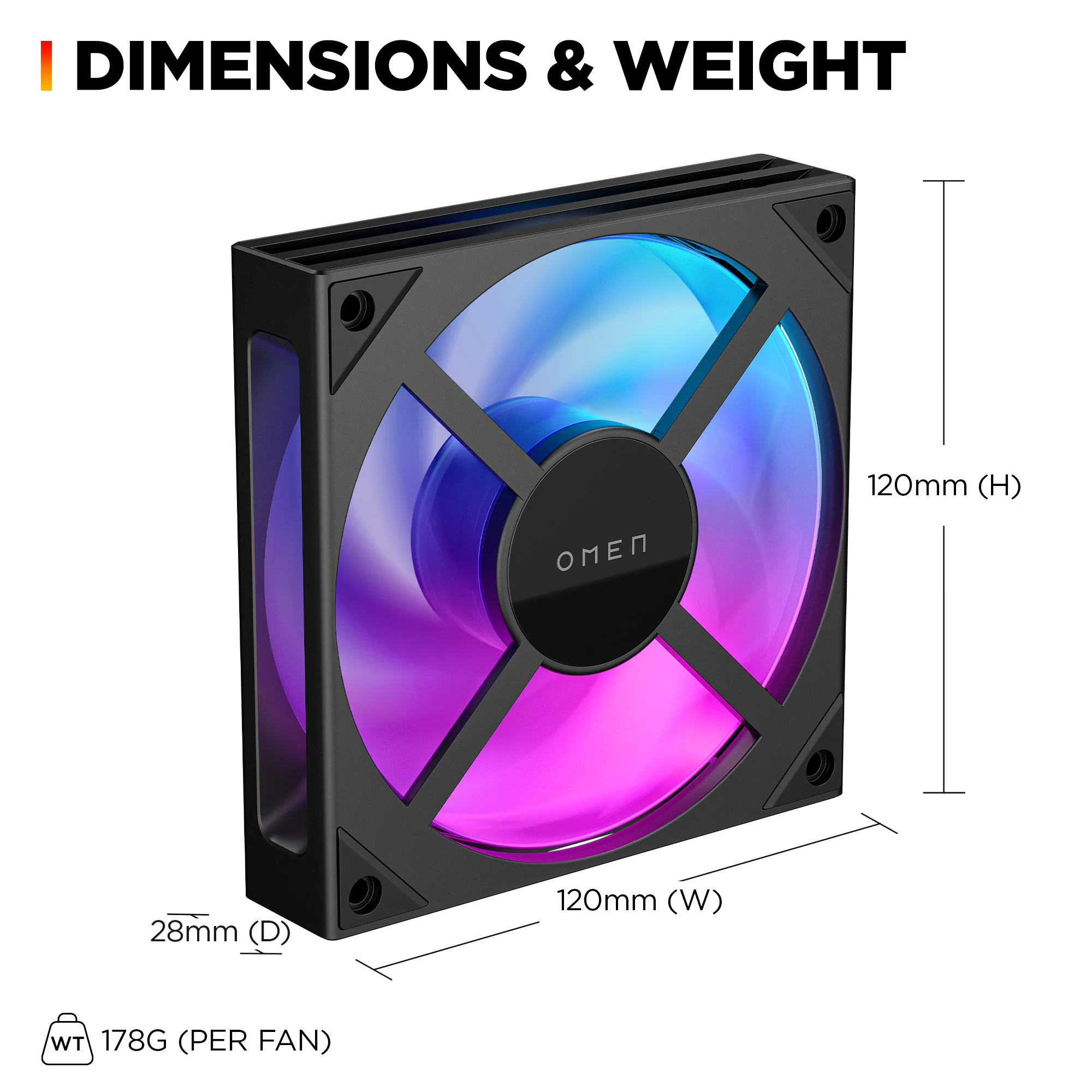 OMEN Modular 120mm Fan - Triple Pack Black - Image 4