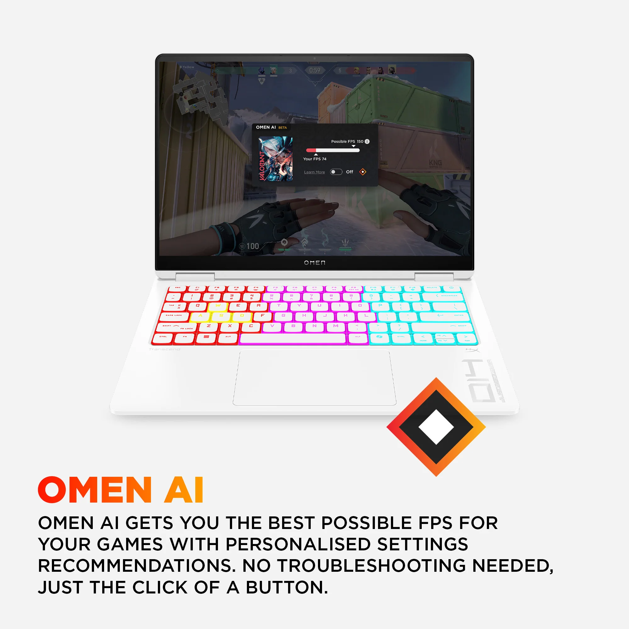 OMEN Transcend Laptop 14-fb1047nr 14", Windows 11 Home,  Intel® Core™ Ultra 7, 16GB RAM, 1TB SSD, NVIDIA® GeForce RTX™ 5060, 3K, Ceramic white - Image 6